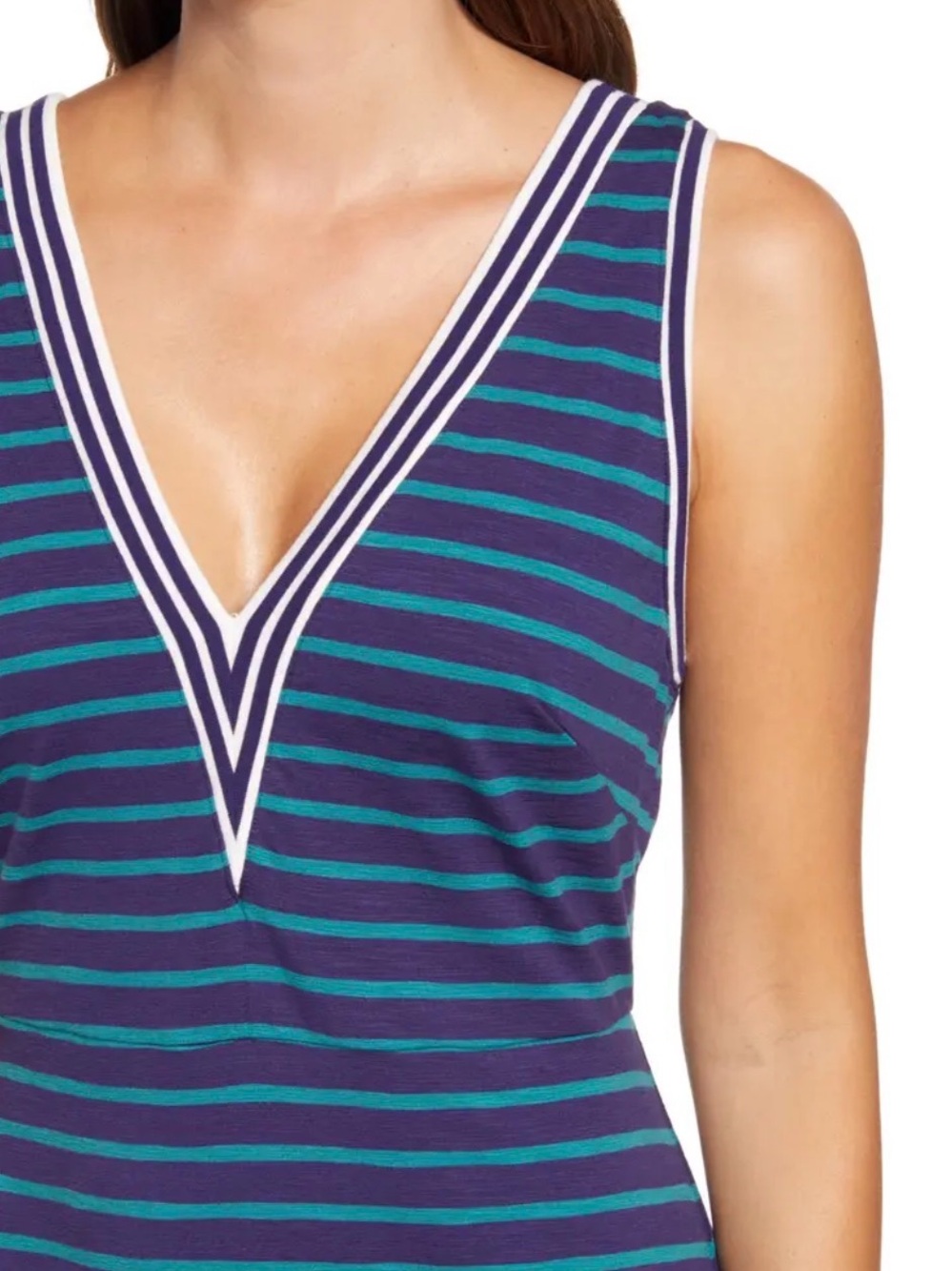 Tommy Bahama Navy, Teal & Cream Striped dress - Picture 2 of 8